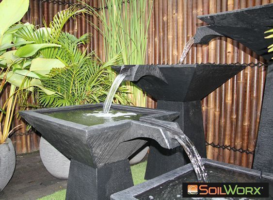 Three Tier Cascade Fountain - Medium Charcoal